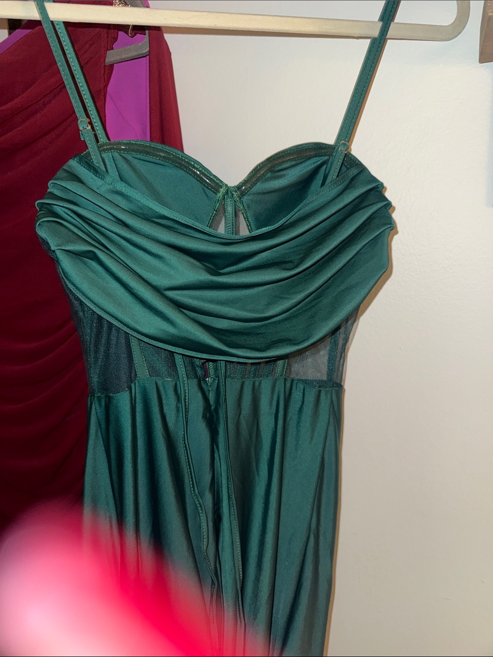 Emerald Green Strapless Maxi Evening Dress - Picture 4 of 7